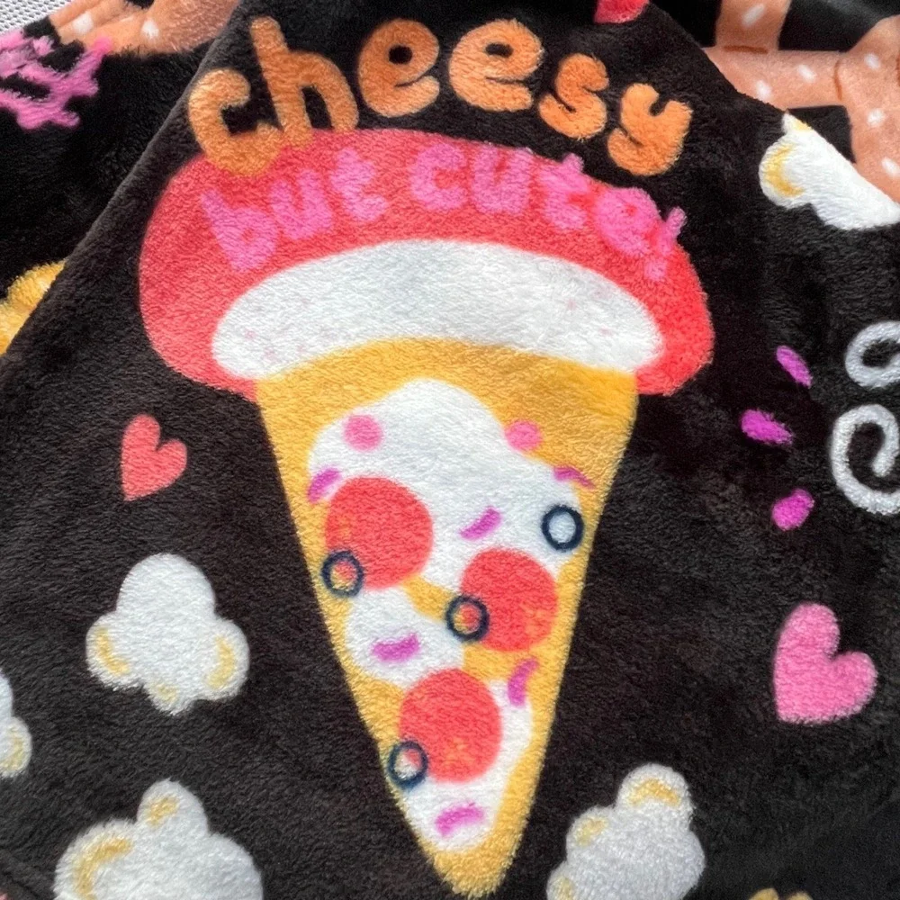 Betsey Johnson Ultra Soft Plush Cheeseburger/Pizza/Pretzel Throw Blanket 50x60